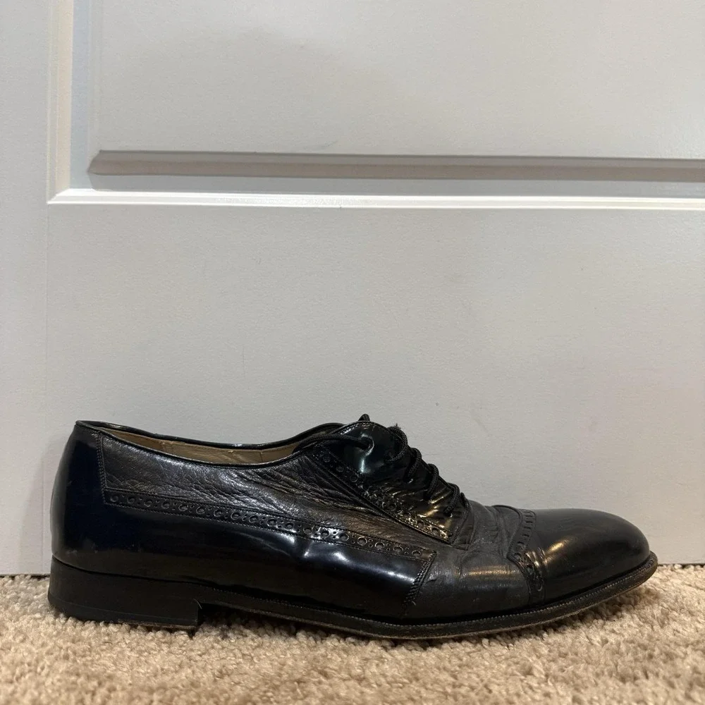 Mezlan Cantabria Shoes Mens Size 10.5 M Black Leather Cap Toe Oxford Dress Spain
